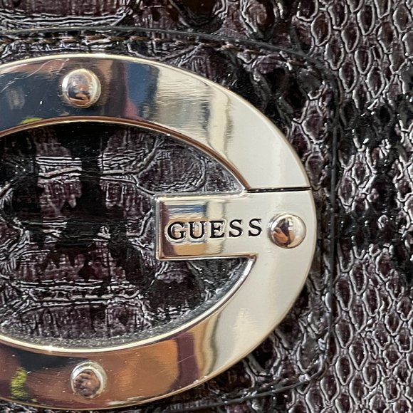 Guess Crossbody Patent Snakeskin Envelope Purse - Picture 2 of 11